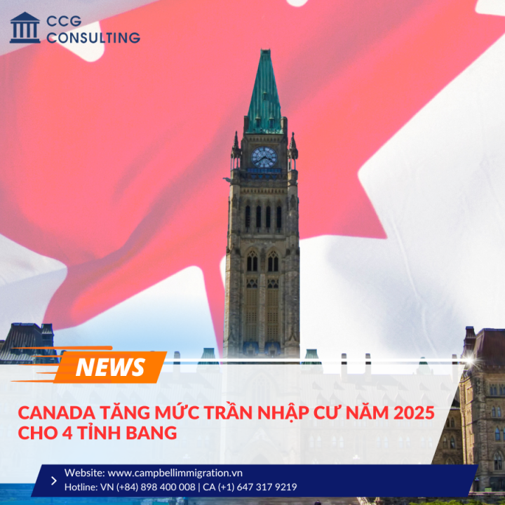 CANADA TĂNG MỨC TRẦN NHẬP CƯ NĂM 2025 CHO 4 TỈNH BANG
